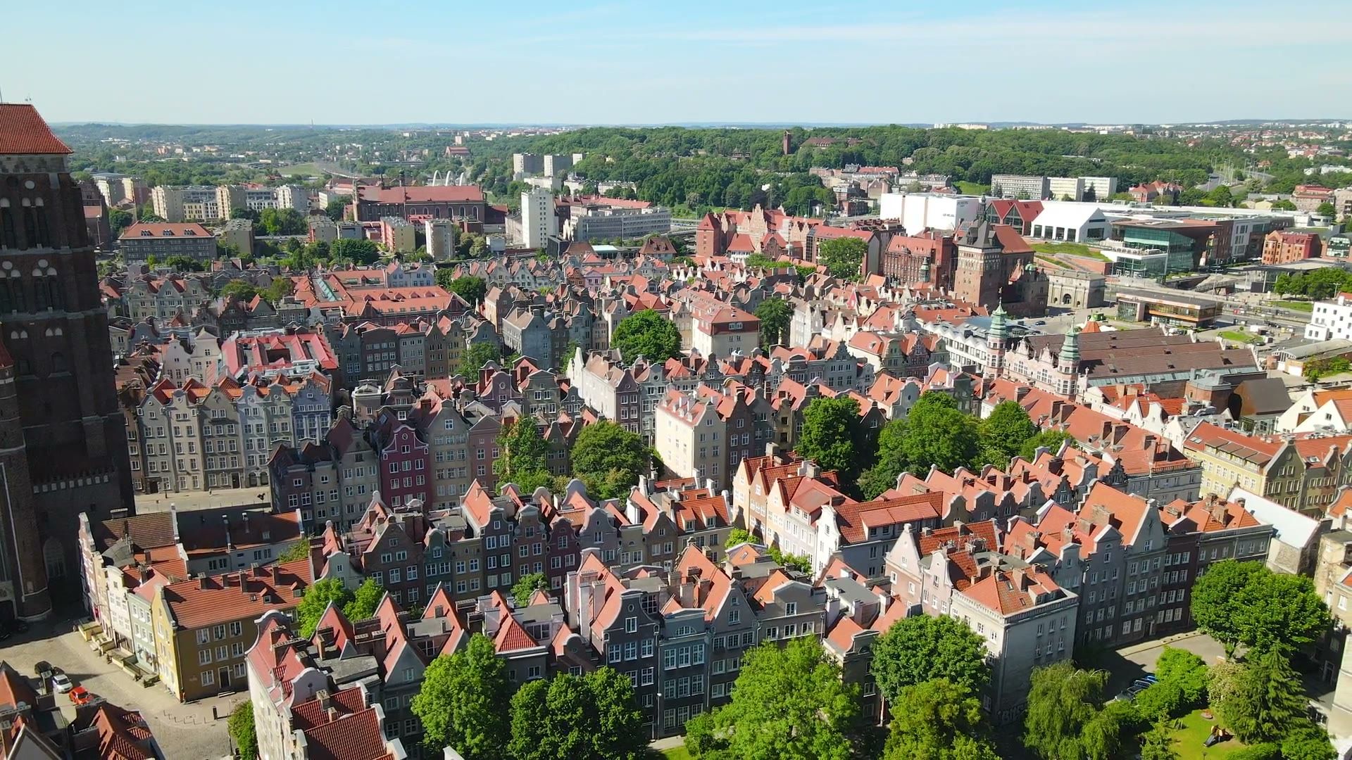 Aerial view of the Gdańsk Old Town